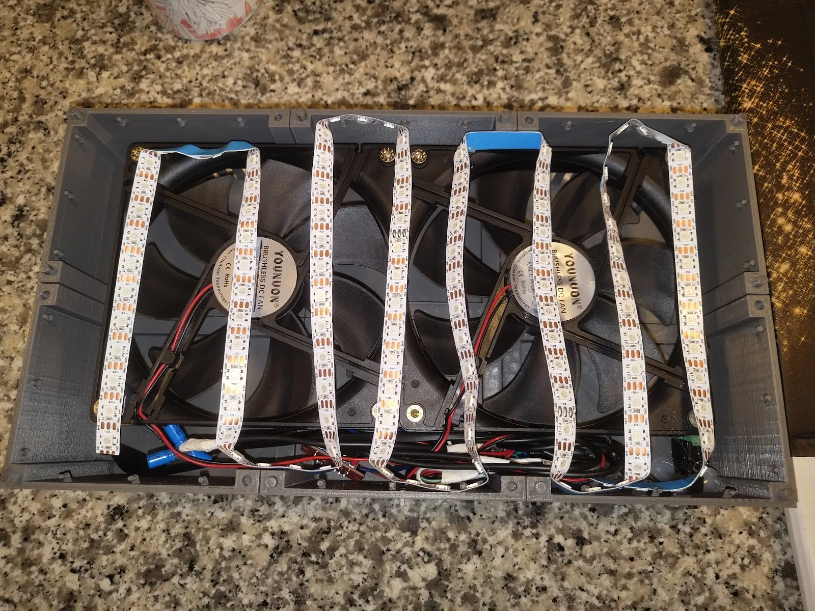 Completed LED and fan assembly
