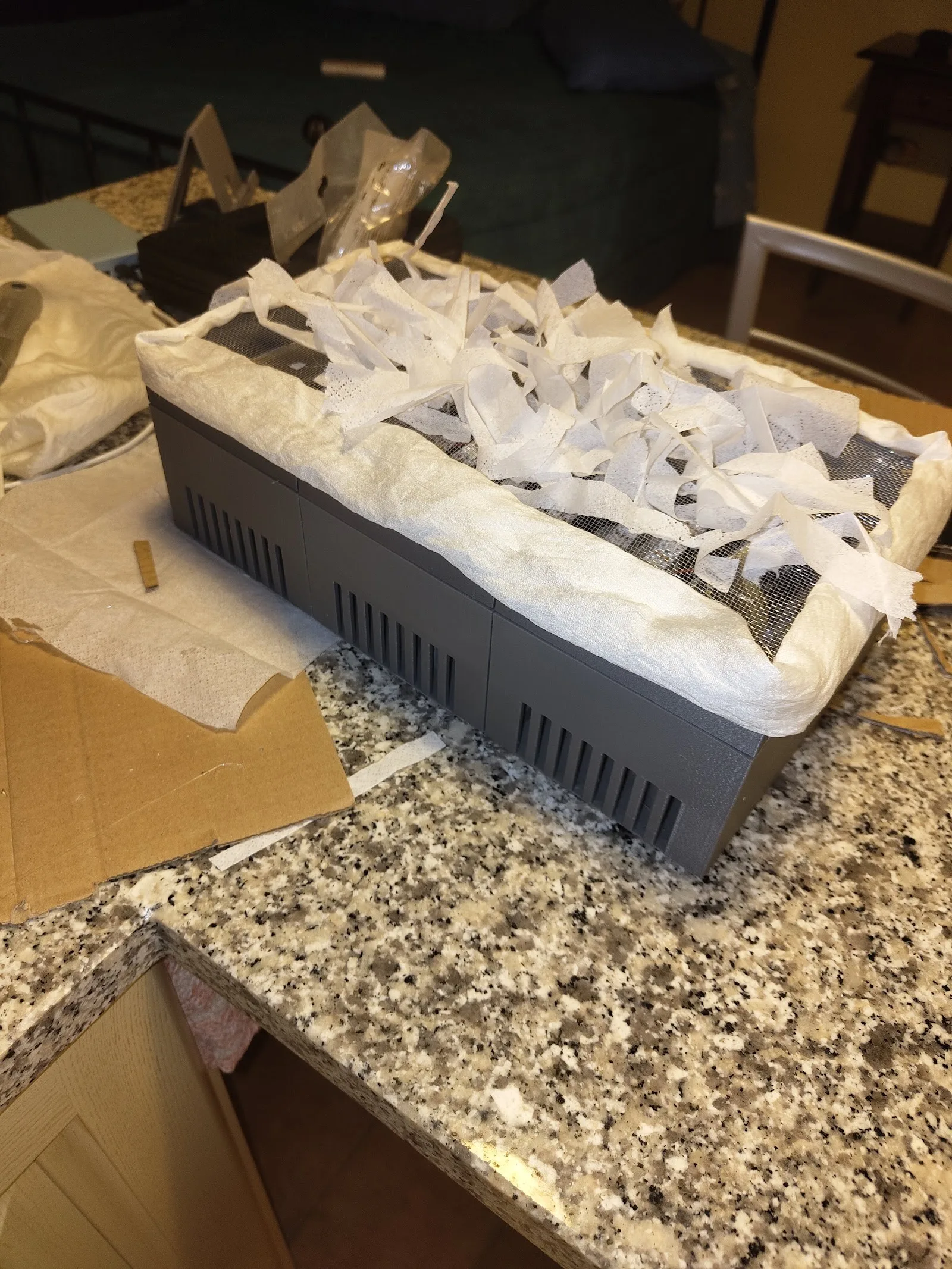 Arduino Fireplace assembled with translucent fake flames