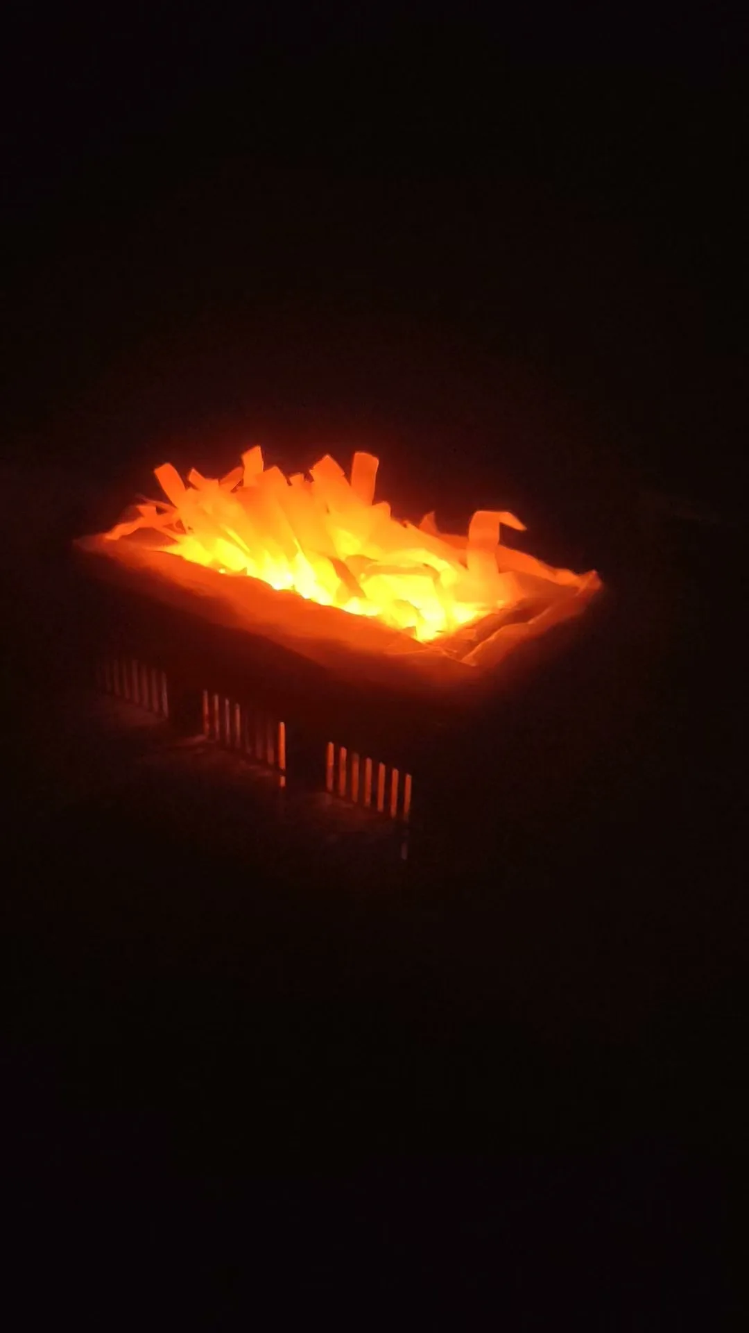 Finished Arduino Fireplace glowing orange